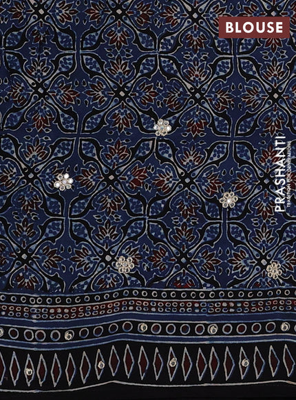 Indigo Blue & Black Modal Silk Saree - Embroidery