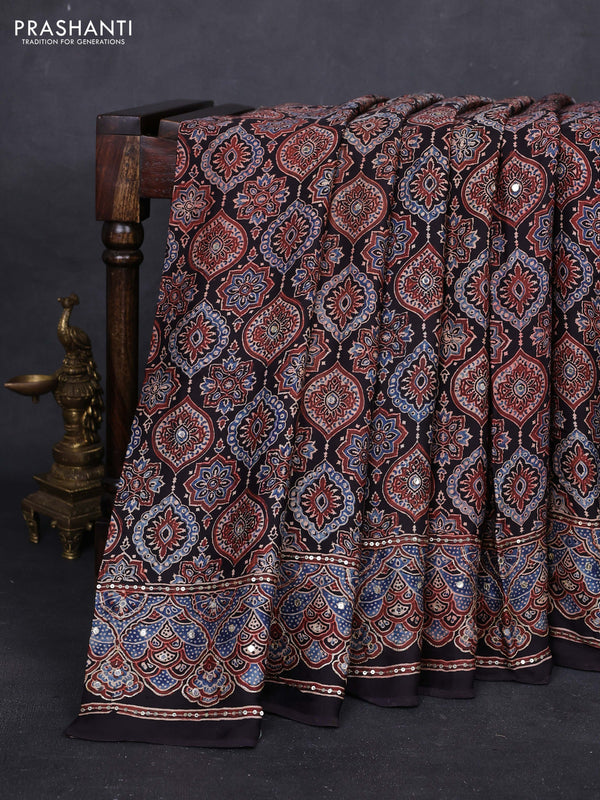Maroon & Black Modal Silk Saree - Embroidery