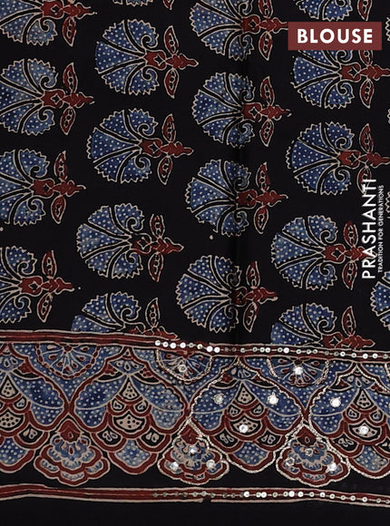 Maroon & Black Modal Silk Saree - Embroidery