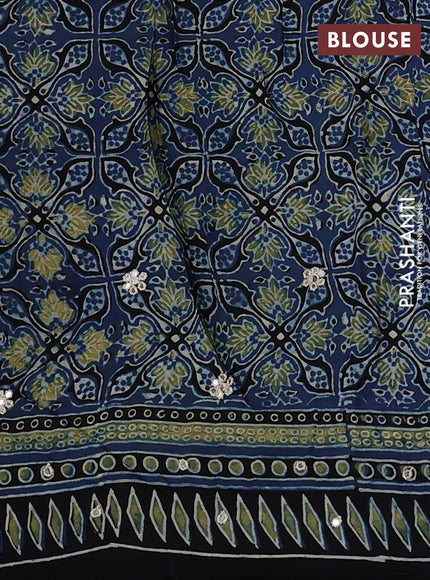 Black Modal Silk Saree - Embroidery