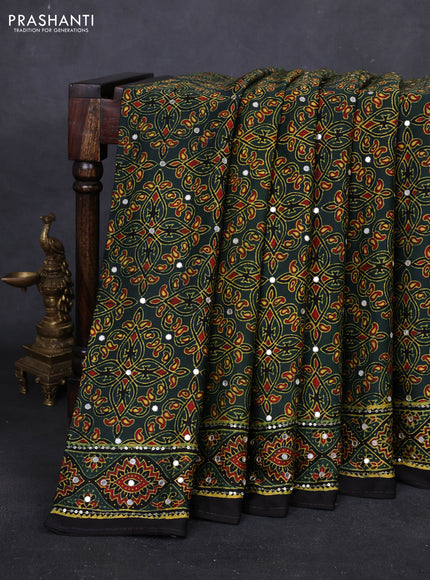 Bottle Green & Black Modal Silk Saree - Embroidery
