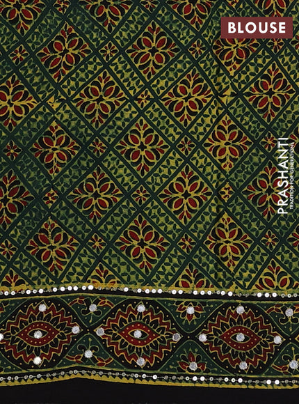 Bottle Green & Black Modal Silk Saree - Embroidery