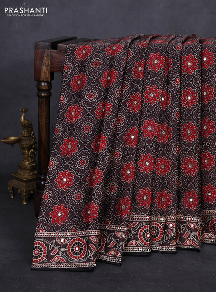 Coffee Brown Modal Silk Saree - Embroidery