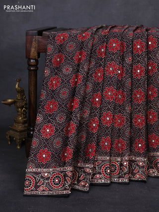 Coffee Brown Modal Silk Saree - Embroidery