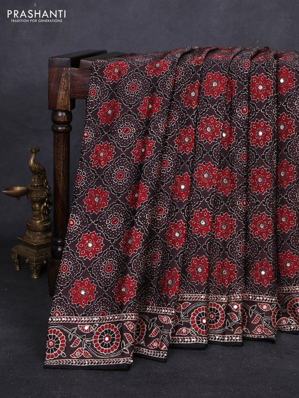 Coffee Brown Modal Silk Saree - Embroidery