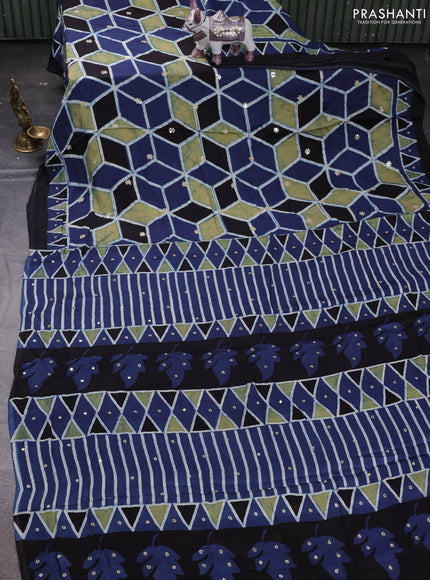 Indigo Blue Modal Silk Saree - Embroidery