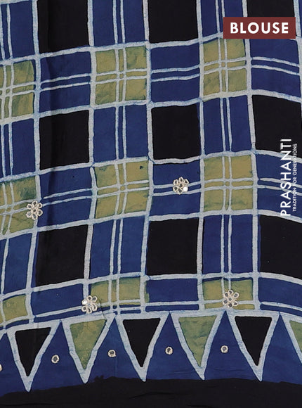 Indigo Blue Modal Silk Saree - Embroidery