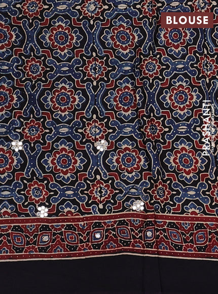 Black & Indigo Blue Modal Silk Saree - Embroidery