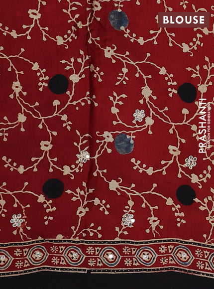 Indigo Blue & Maroon Modal Silk Saree - Embroidery