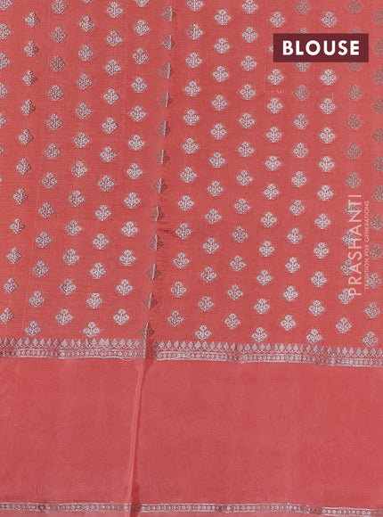 Pale Yellow & Peach Orange Banarasi Kota Silk Saree