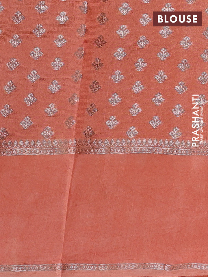 Pista Green & Orange Banarasi Kota Silk Saree