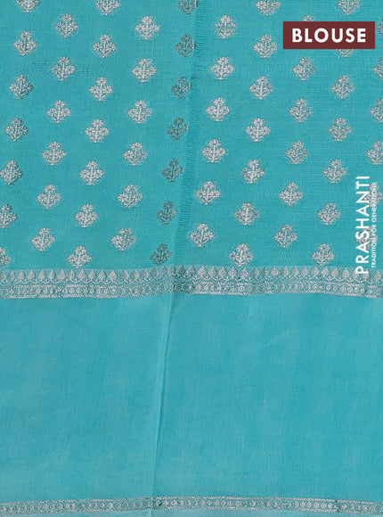 Peach  & Teal Blue Banarasi Kota Silk Saree