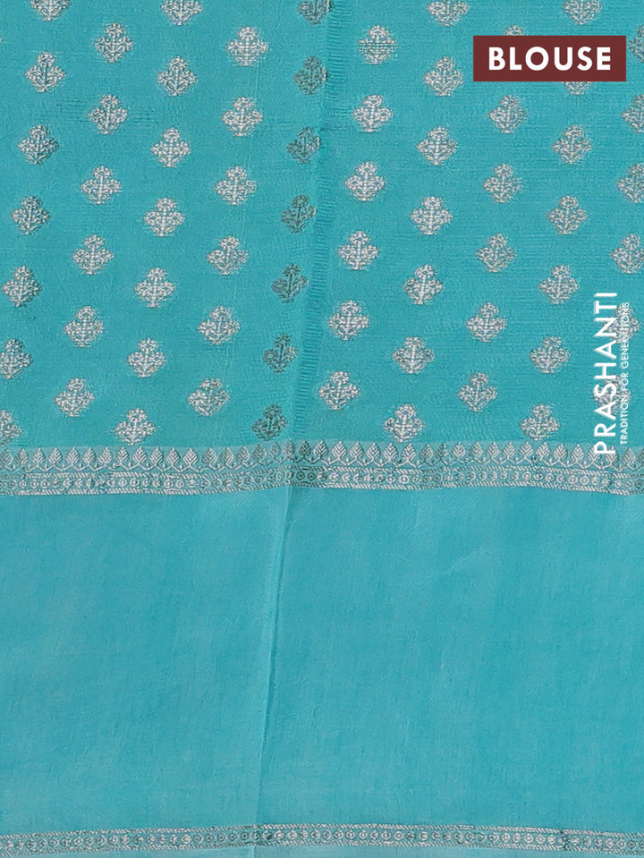 Peach  & Teal Blue Banarasi Kota Silk Saree
