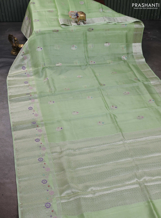 Pista Green Banarasi Kota Silk Saree