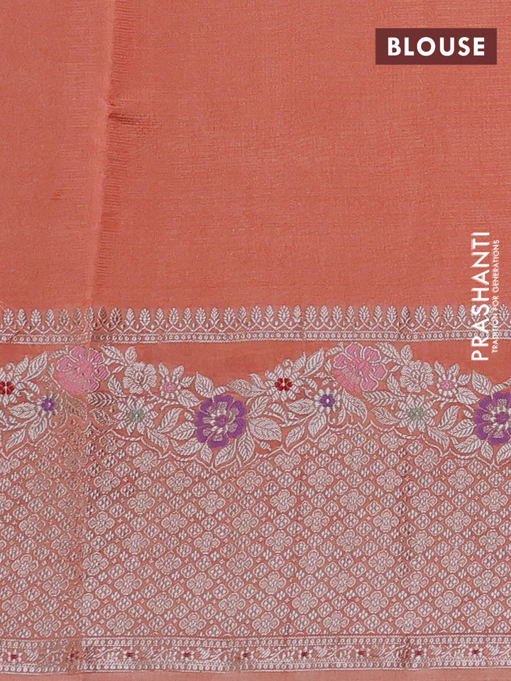 Pista Green & Orange Banarasi Kota Silk Saree