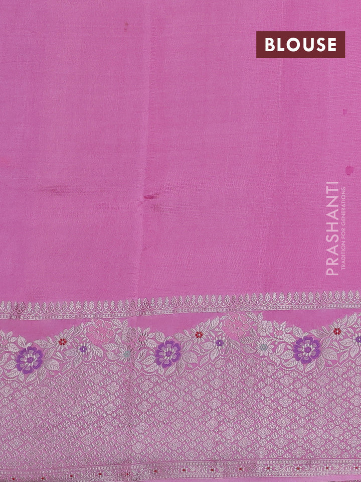 Teal Blue & Pink Banarasi Kota Silk Saree