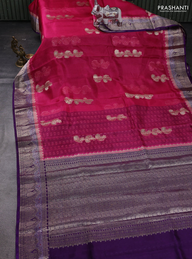 Pink & Violet Banarasi Kota Silk Saree
