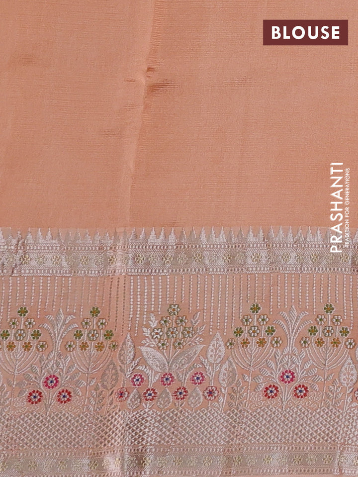 Pista Green & Pale Orange Banarasi Kota Silk Saree