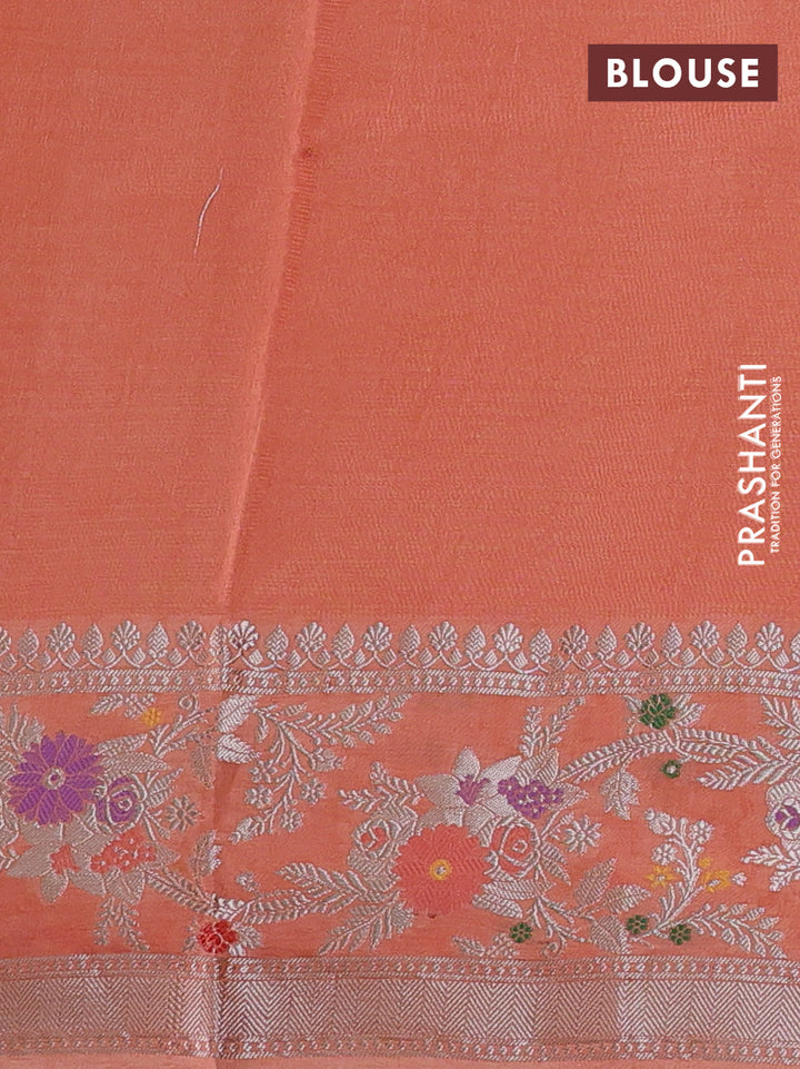 Pista Green & Peach Banarasi Kota Silk Saree