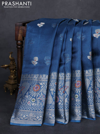 Peacock Blue Banarasi Kota Silk Saree