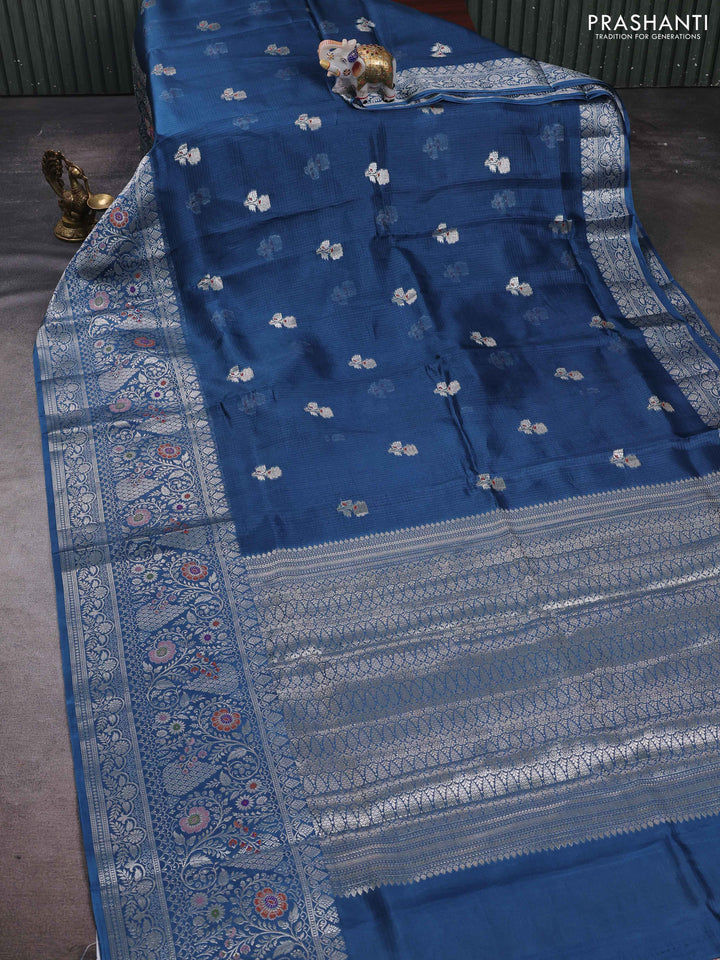 Peacock Blue Banarasi Kota Silk Saree
