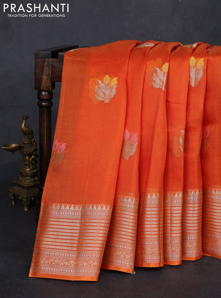 Orange Banarasi Kota Silk Saree