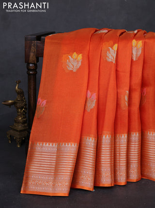 Orange Banarasi Kota Silk Saree