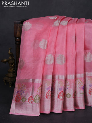 Peach Pink Banarasi Kota Silk Saree