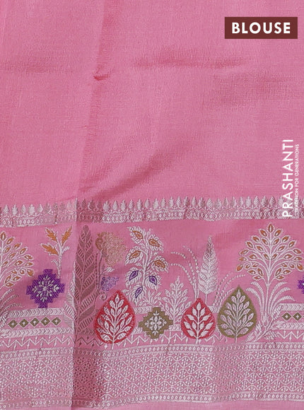 Peach Pink Banarasi Kota Silk Saree