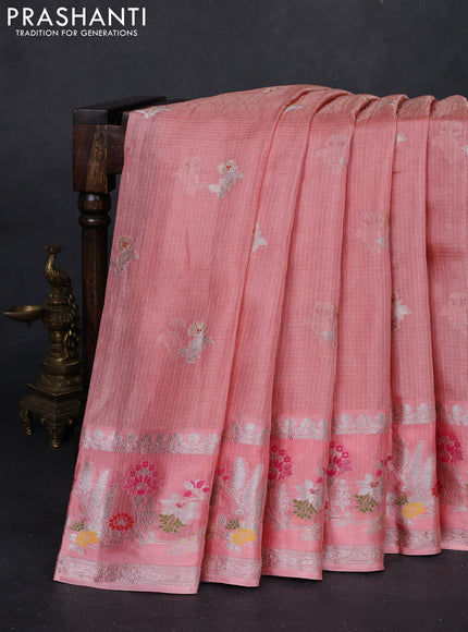 Peach Banarasi Kota Silk Saree