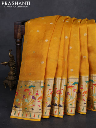 Mustard Yellow Banarasi Kota Silk Saree