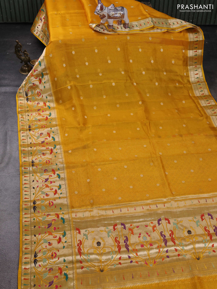 Mustard Yellow Banarasi Kota Silk Saree