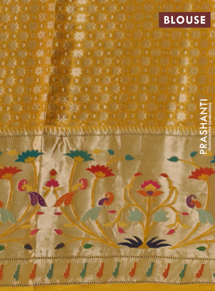 Mustard Yellow Banarasi Kota Silk Saree