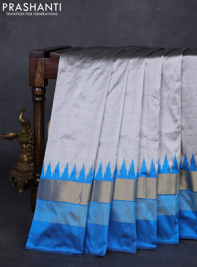 Grey & Cs Blue Pochampally Silk Saree