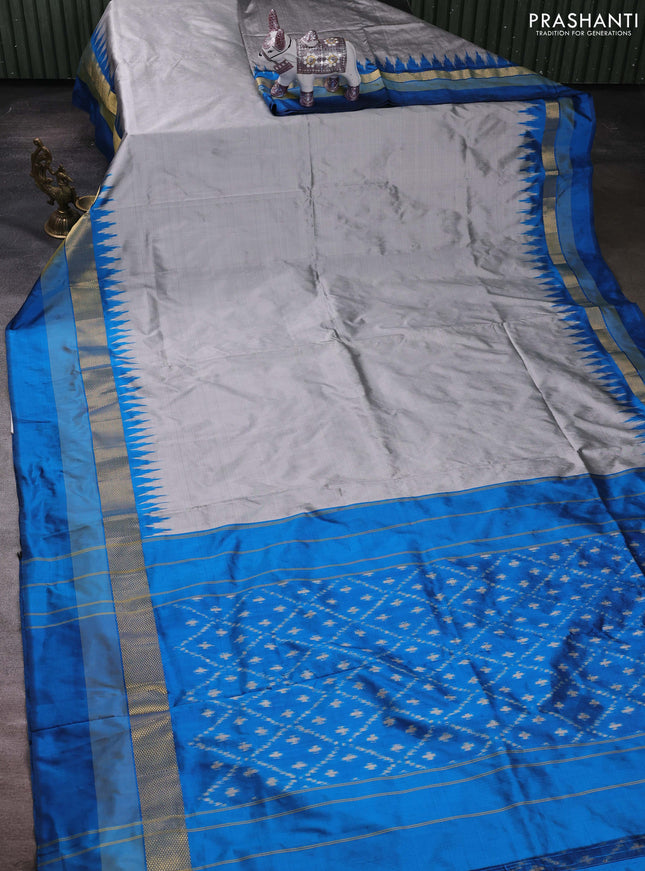 Grey & Cs Blue Pochampally Silk Saree
