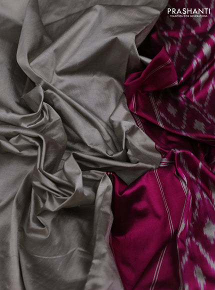 Grey & Magenta  Pochampally Silk Saree