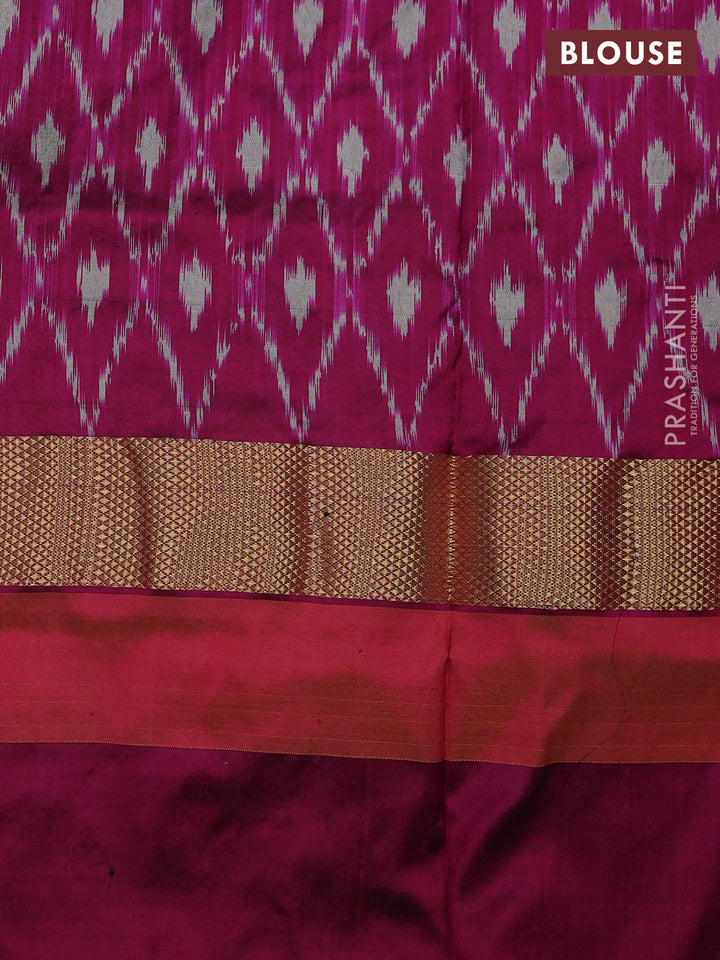 Grey & Magenta  Pochampally Silk Saree