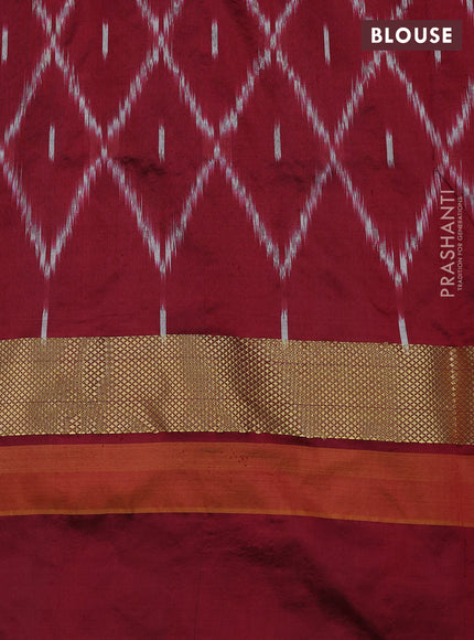 Grey & Maroon Pochampally Silk Saree