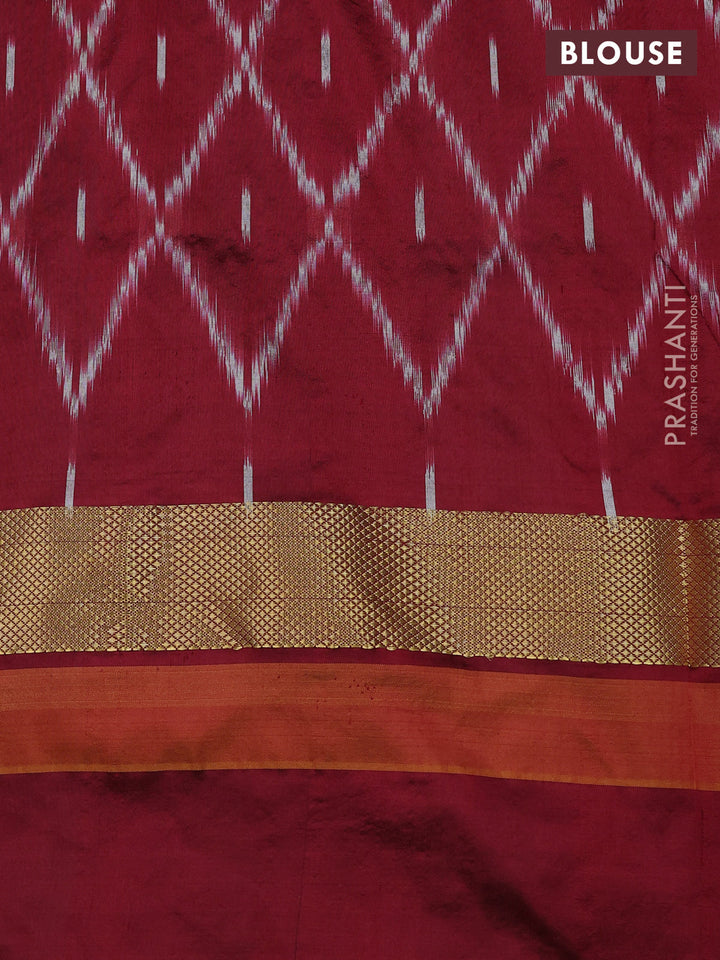 Grey & Maroon Pochampally Silk Saree