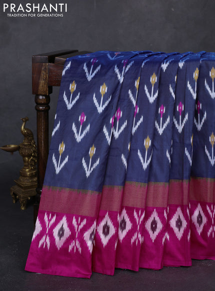 Blue & Pink Pochampally Silk Saree