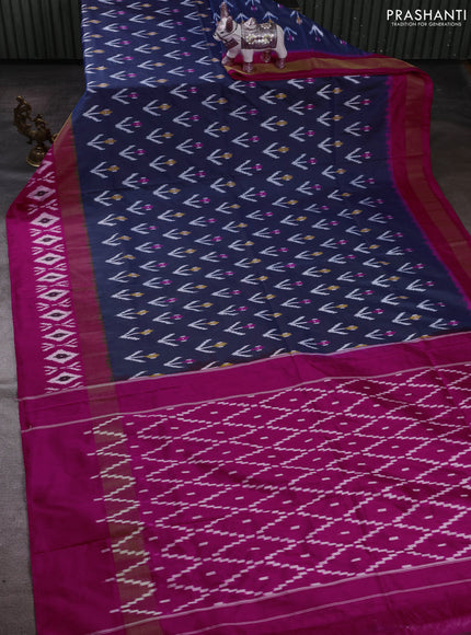 Blue & Pink Pochampally Silk Saree