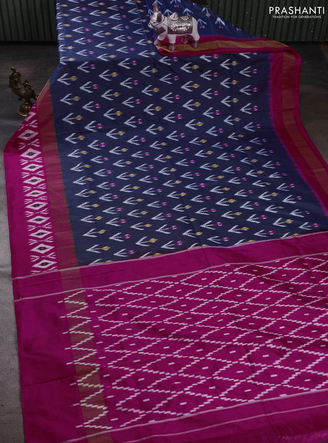 Blue & Pink Pochampally Silk Saree