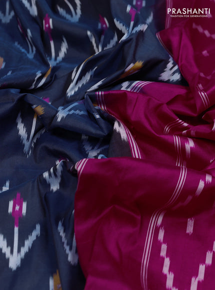Blue & Pink Pochampally Silk Saree