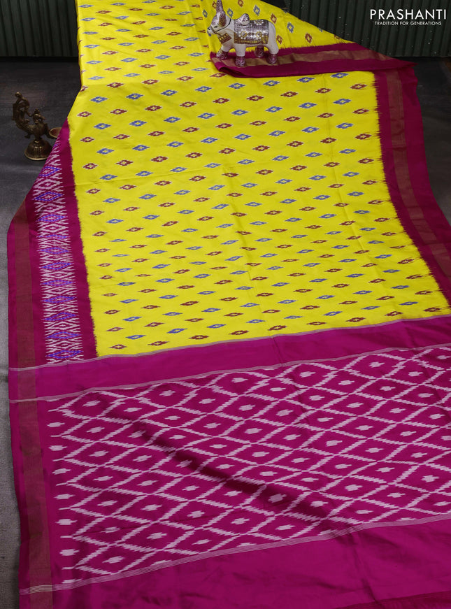 Yellow & Pink Pochampally Silk Saree