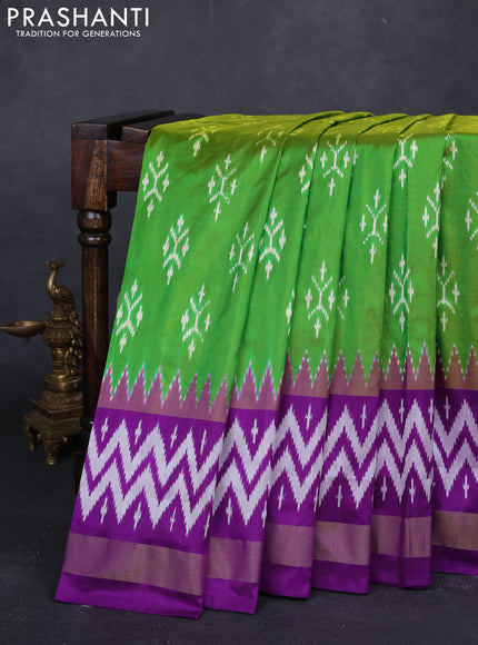 Green & Purple Pochampally Silk Saree