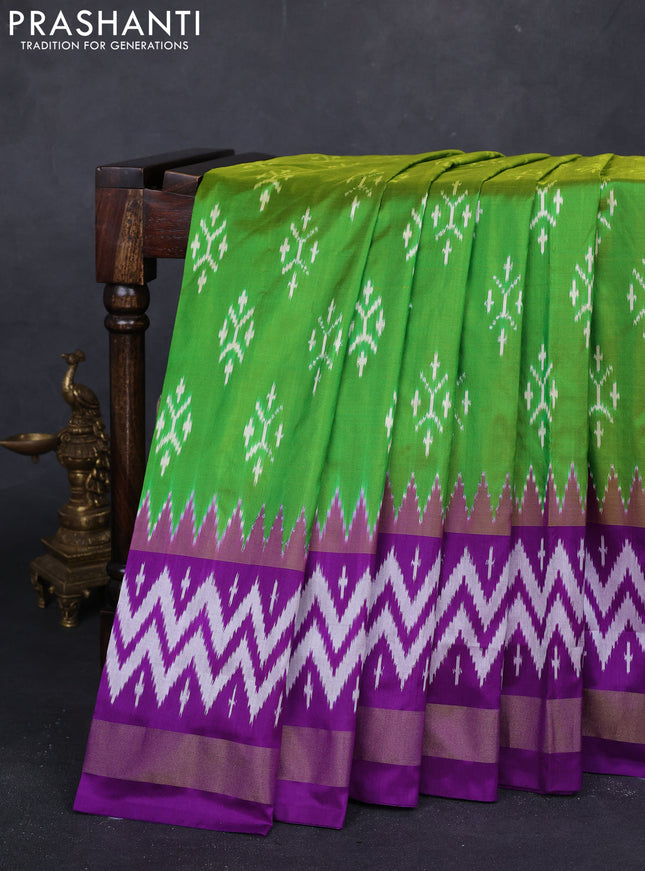 Green & Purple Pochampally Silk Saree
