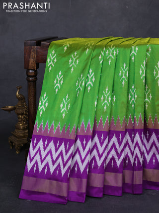Green & Purple Pochampally Silk Saree