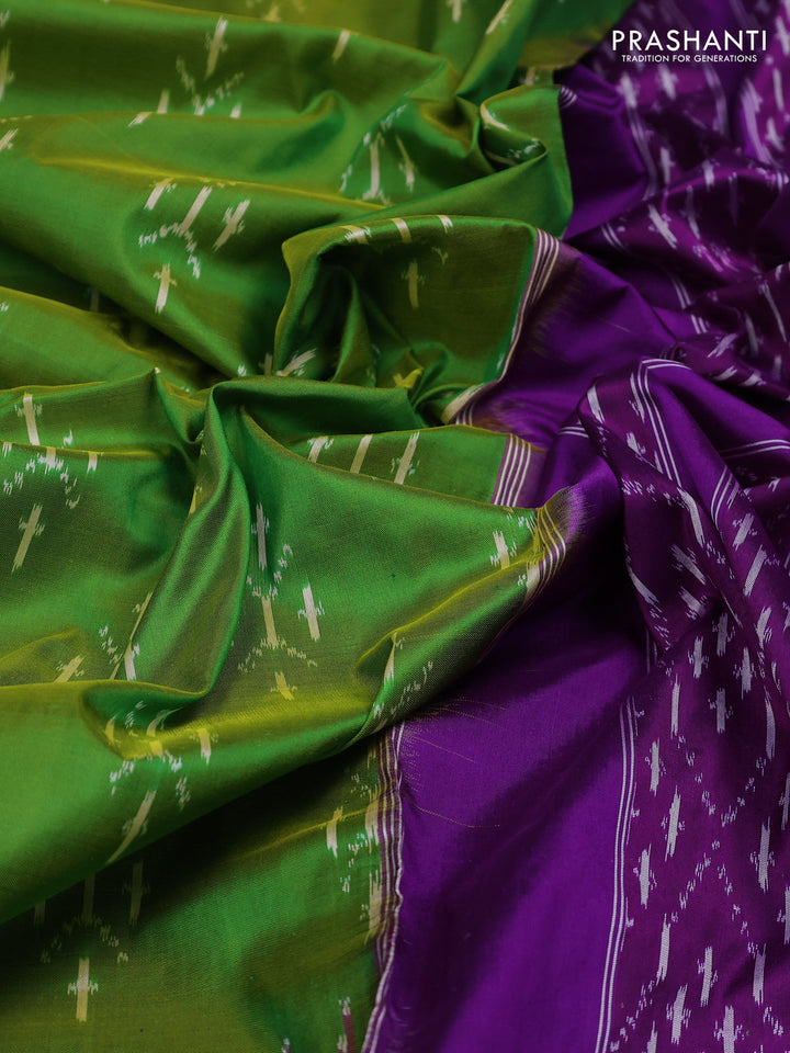 Green & Purple Pochampally Silk Saree