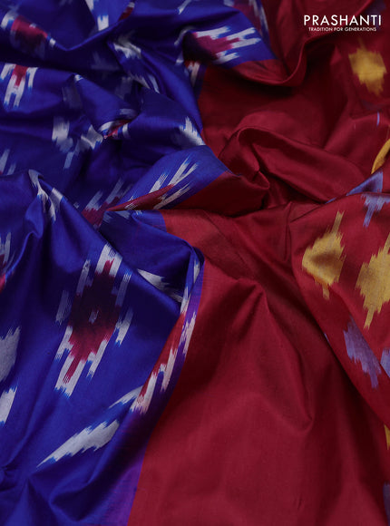 Royal Blue & Red Pochampally Silk Saree
