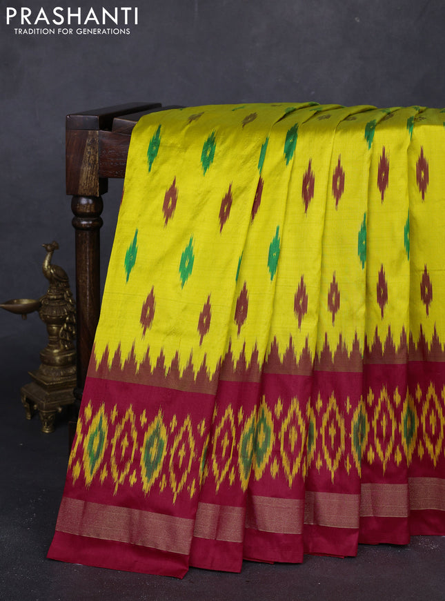 Yellow & Red Pochampally Silk Saree
